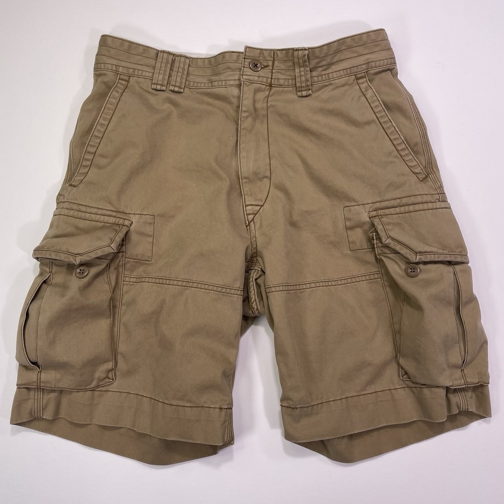 Vtg Polo Ralph Lauren Military Paratrooper Cargo Shorts Mens 32 (33) Brown 9.5"